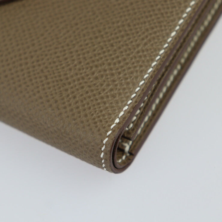 新品未使用展示品 HERMES エルメス ベアン コンビネ 三つ折り財布 - ヴォーエプソン エトゥープ（エトープ） ゴールド金具 W刻印