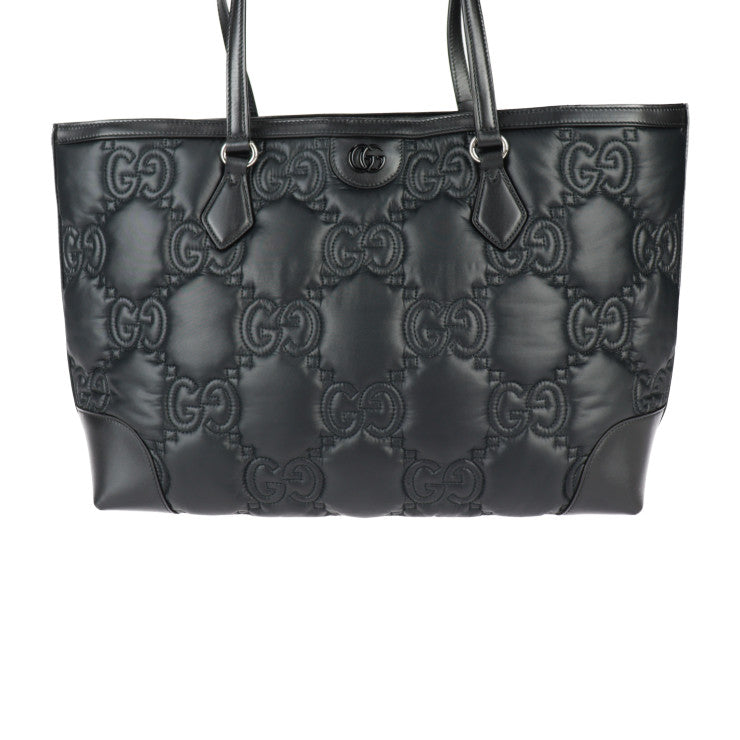 美品 GUCCI グッチ ミディアムトートバッグ GGマトラッセ トートバッグ 631685 ナイロン レザー ブラック シルバー金具 ショルダーバッグ ハンドバッグ