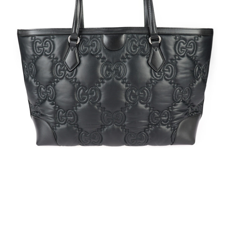 美品 GUCCI グッチ ミディアムトートバッグ GGマトラッセ トートバッグ 631685 ナイロン レザー ブラック シルバー金具 ショルダーバッグ ハンドバッグ