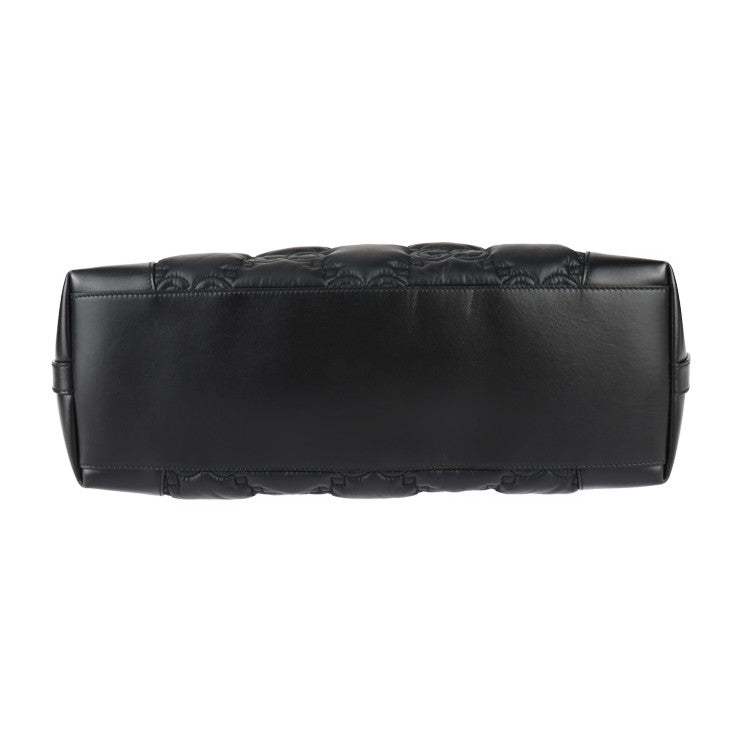 美品 GUCCI グッチ ミディアムトートバッグ GGマトラッセ トートバッグ 631685 ナイロン レザー ブラック シルバー金具 ショルダーバッグ ハンドバッグ