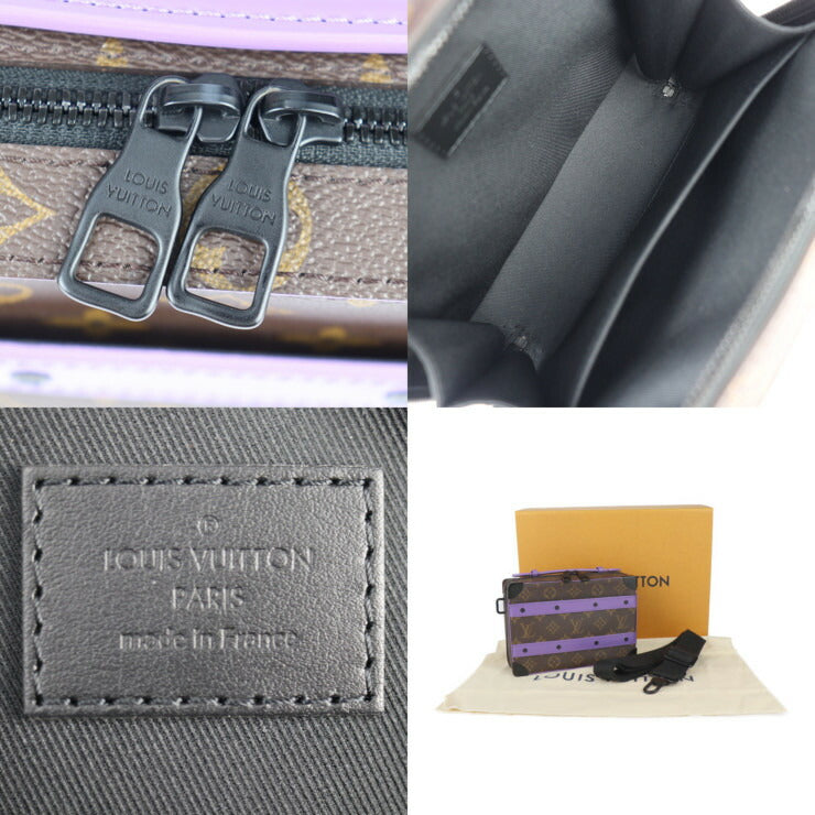 超美品 LOUIS VUITTON ルイ ヴィトン ハンドルソフトトランク モノグラムマカサー ハンドバッグ M46264 PVC レザー ブラウン パープル ブラック金具 2WAY ショルダーバッグ セカンドバッグ ビトン