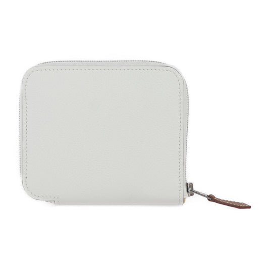 新品未使用展示品 HERMES エルメス アザップ コンパクト シルクイン コインケース - エバーカラー シルク ホワイト シルバー金具 小銭入れ ラウンドファスナー B刻印