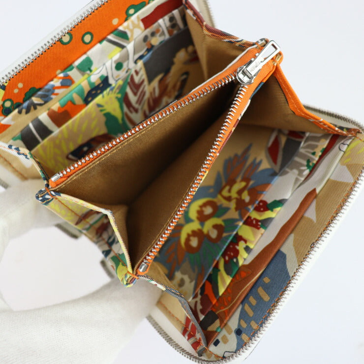 新品未使用展示品 HERMES エルメス アザップ コンパクト シルクイン コインケース - エバーカラー シルク ホワイト シルバー金具 小銭入れ ラウンドファスナー B刻印