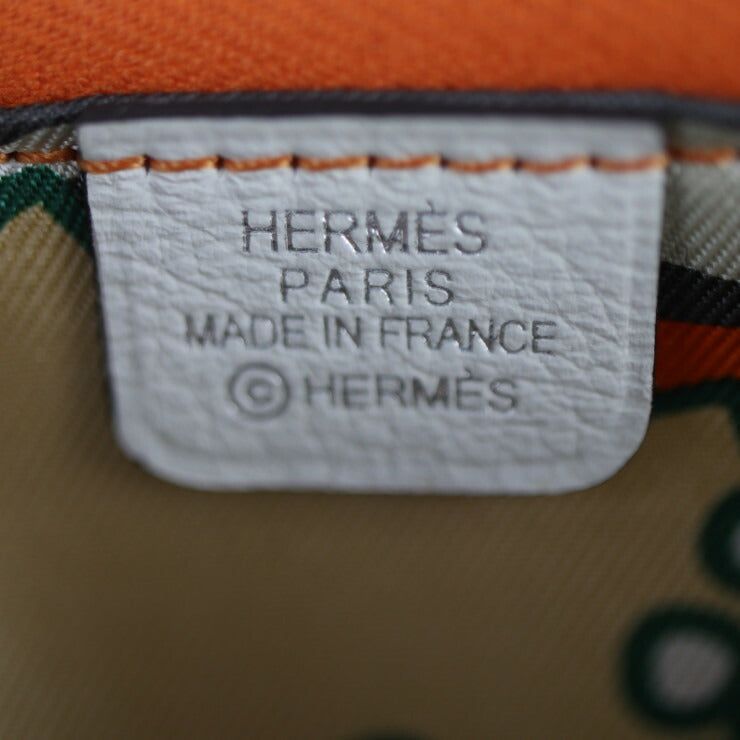 新品未使用展示品 HERMES エルメス アザップ コンパクト シルクイン コインケース - エバーカラー シルク ホワイト シルバー金具 小銭入れ ラウンドファスナー B刻印