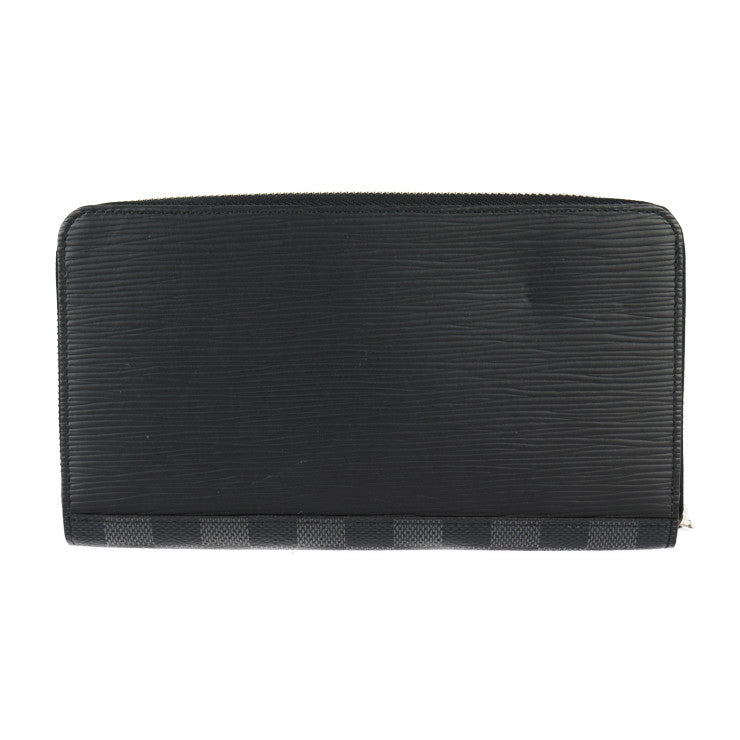 美品 LOUIS VUITTON ルイ ヴィトン ジッピー・オーガナイザー 長財布 M68227 エピレザー ダミエグラフィットキャンバス ネイビー×ブラック×グレー ブルー×イエロー シルバー金具 ラウンドファスナー 二つ折り財布 ビトン