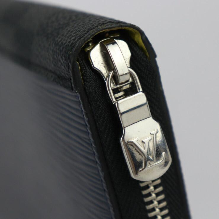 美品 LOUIS VUITTON ルイ ヴィトン ジッピー・オーガナイザー 長財布 M68227 エピレザー ダミエグラフィットキャンバス ネイビー×ブラック×グレー ブルー×イエロー シルバー金具 ラウンドファスナー 二つ折り財布 ビトン