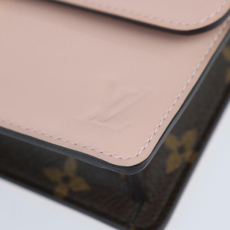 超美品 LOUIS VUITTON ルイ ヴィトン ポルトフォイユ チェリーウッド ショルダーバッグ M63306 パテントカーフレザー × モノグラムキャンバス ローズバレリーヌ ブラウン ゴールド金具 2WAY チェーンウォレット クラッチバッグ ビトン