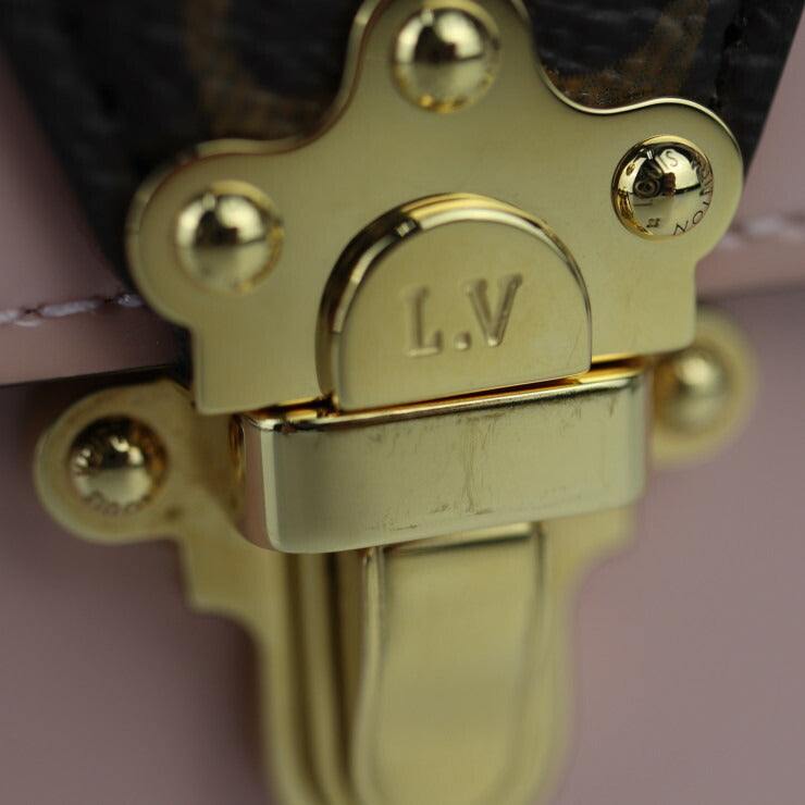 超美品 LOUIS VUITTON ルイ ヴィトン ポルトフォイユ チェリーウッド ショルダーバッグ M63306 パテントカーフレザー × モノグラムキャンバス ローズバレリーヌ ブラウン ゴールド金具 2WAY チェーンウォレット クラッチバッグ ビトン