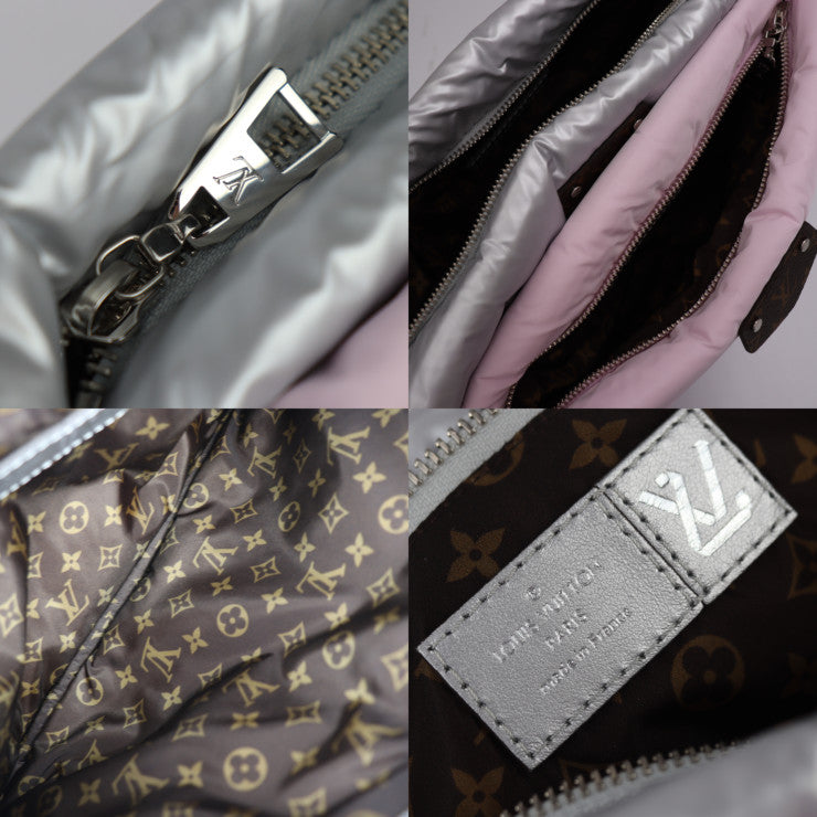 超美品 LOUIS VUITTON ルイ ヴィトン モノグラム マキシ ミュルティ ポシェット アクセソワール LVピロー ショルダーバッグ M21056 リサイクルナイロン シルバー ペールピンク 3WAY クラッチバッグ ビトン