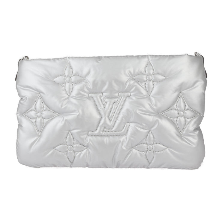超美品 LOUIS VUITTON ルイ ヴィトン モノグラム マキシ ミュルティ ポシェット アクセソワール LVピロー ショルダーバッグ M21056 リサイクルナイロン シルバー ペールピンク 3WAY クラッチバッグ ビトン